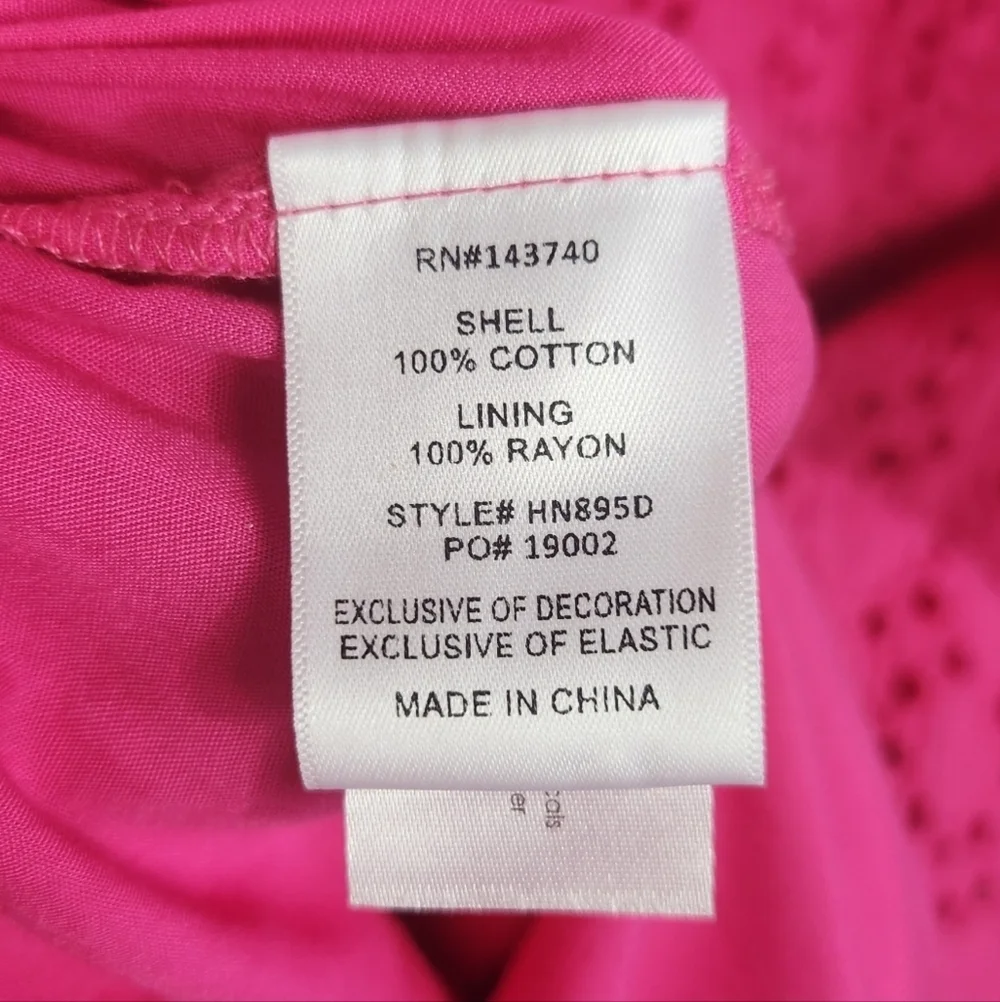 Tuckernuck Hyacinth House Pink Eyelet Midi Dress Ruffle Hem Preppy S - Picture 14 of 15